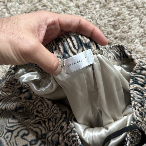 John Elliott Men’s Printed Mesh Practice Shorts Sand Blast Tan Black Size 3 / L - Picture 5 of 9